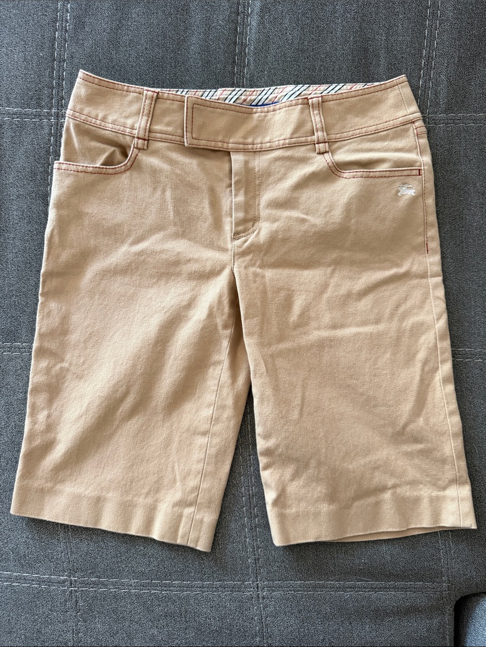 Vintage Burberry Blue Label  Classic Women's Tan Bermuda Shorts Size 36